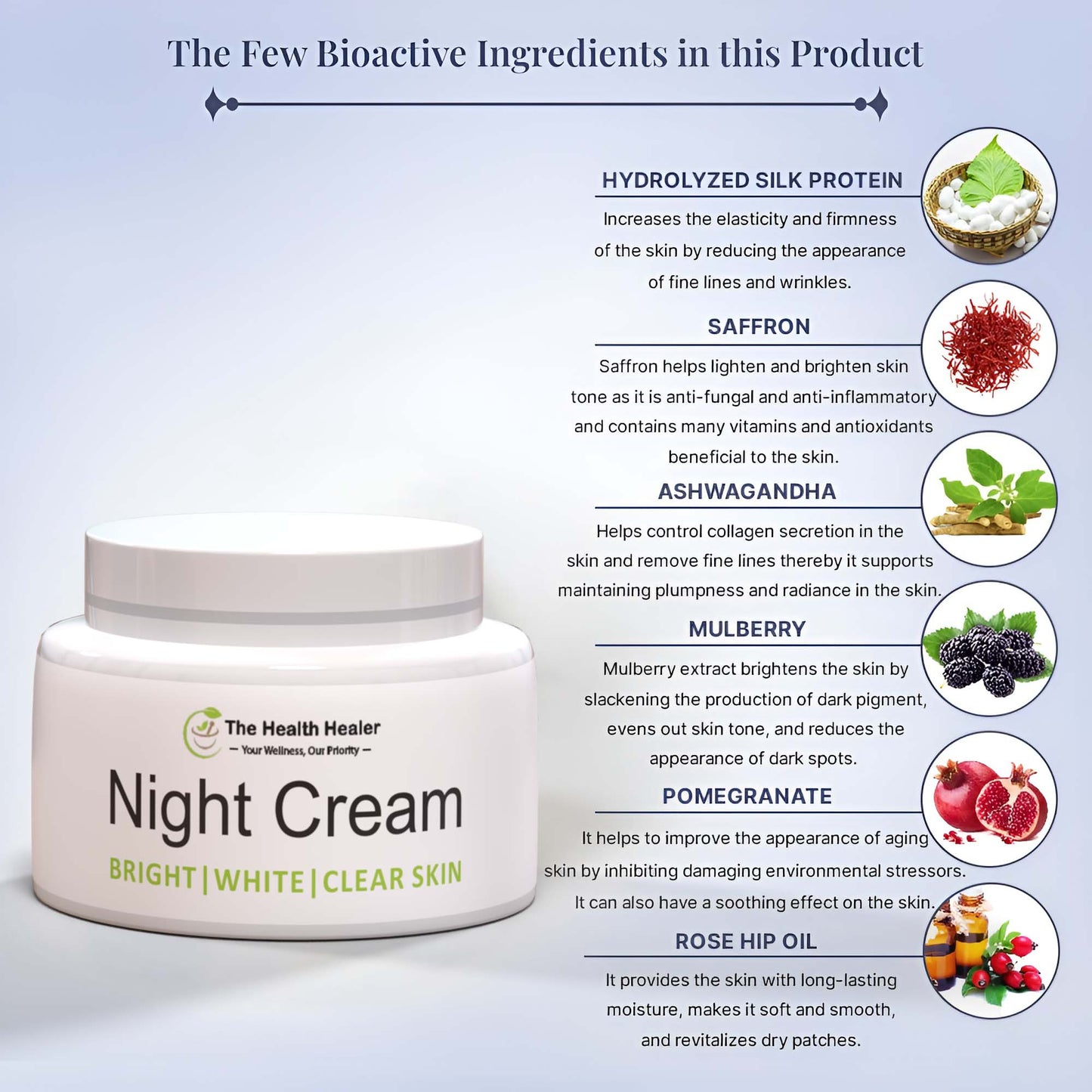 Night Cream BRIGHT WHITE CLEAR SKIN For all skin types