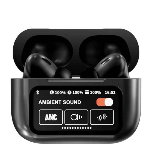 Black A9 Pro ANC AirPods with Screen | Bluetooth 5.4