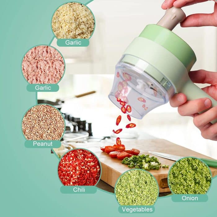 4 in 1 Electric Handheld Cooking Hammer Vegetable Cutter Set