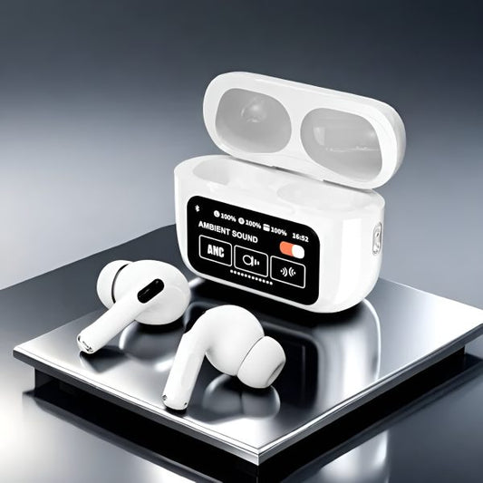 White A9 Pro ANC AirPods with Screen | Bluetooth 5.4